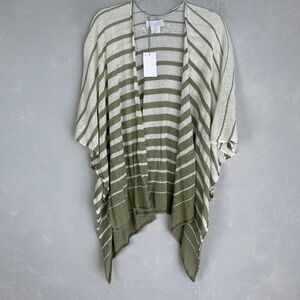Zighilli Italy one size ruana wrap cotton blend white green lightweight NEW